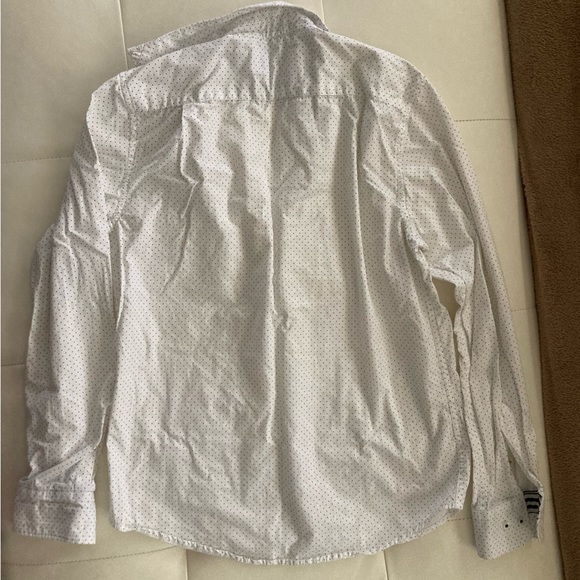 Denim & Flower Ricky Singh Button Front Mens Small White w Black Poka Dots - Picture 2 of 4